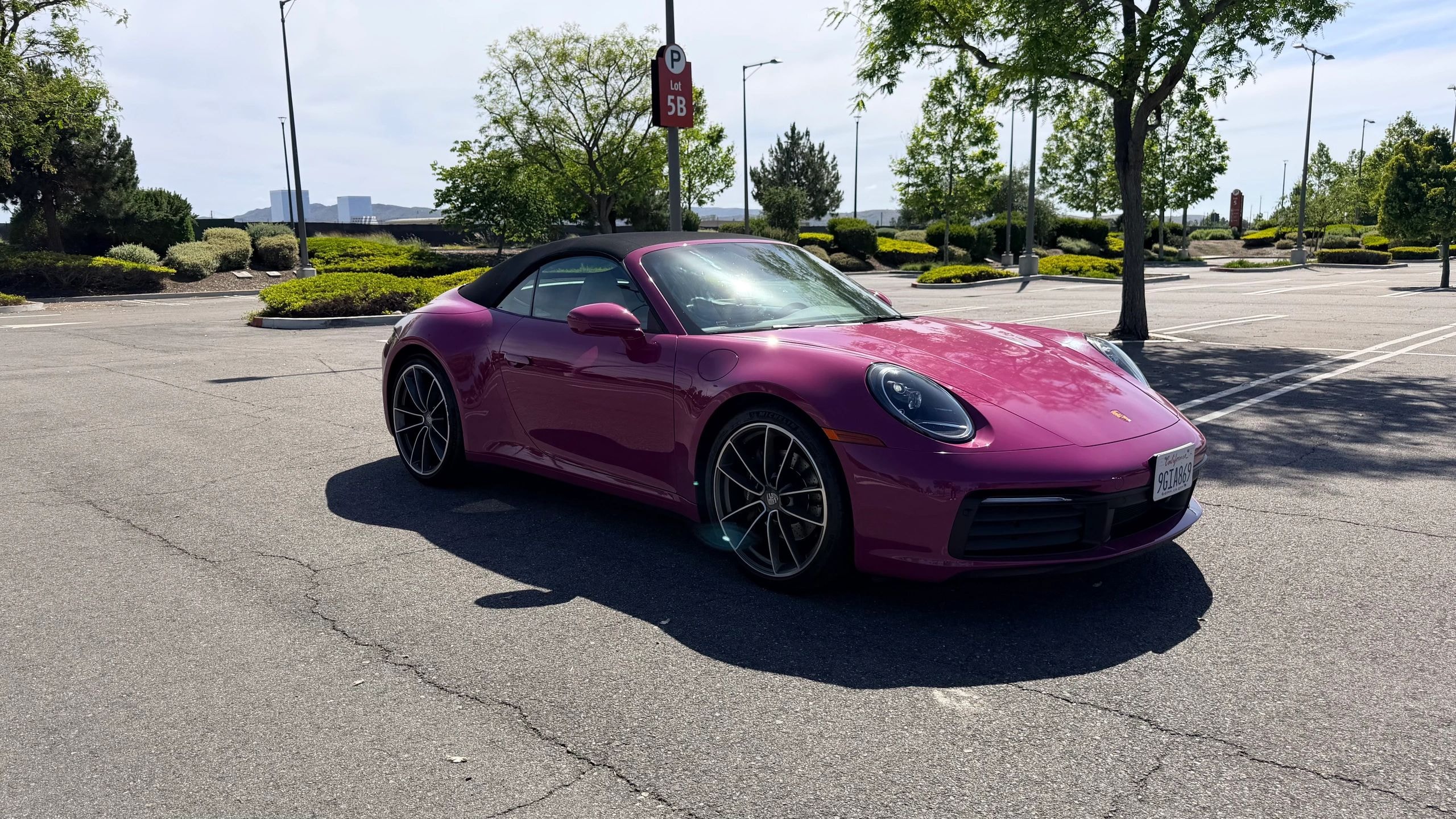 Purple Porsche 911 Cabriolet available for rental